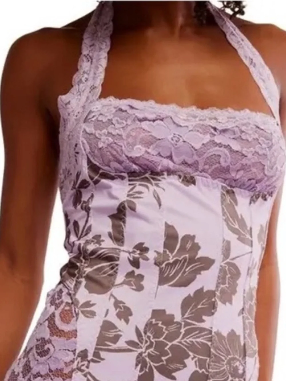 Free People Intimately x Free People Lavender Floral Lace Halter Slip Dress NWT